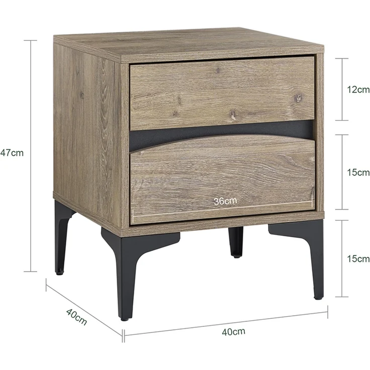 SoBuy FBT165-N Nachttisch, Spanplatte, Melamin, Hellbraun, 40 x 47 x 40 cm – Bild 3