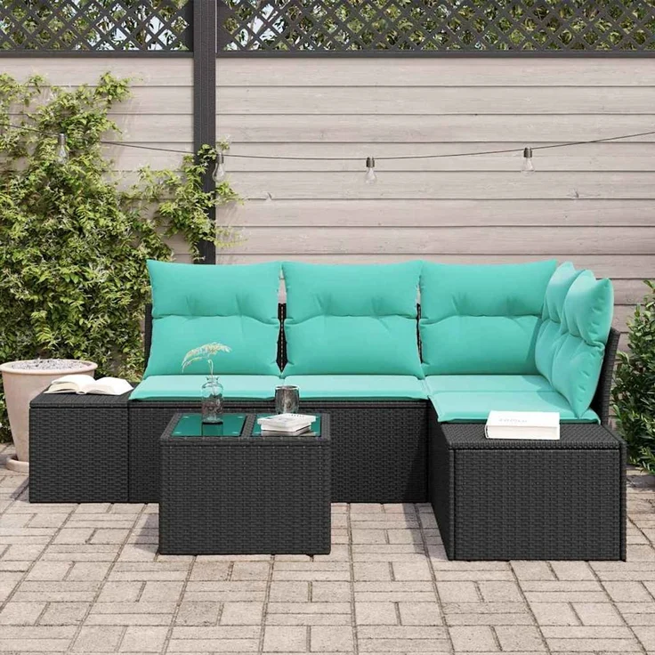 vidaXL Gartensofa-set 5 stk. Schwarz Poly-Rattan 3347056 – Bild 3