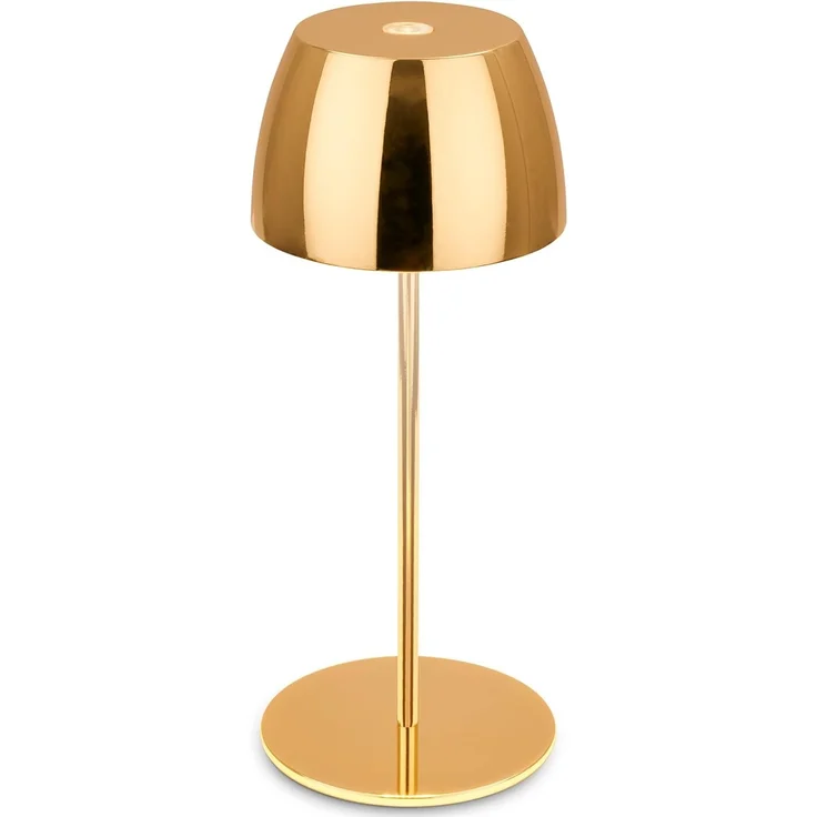 BRILONER - Mini LED Tischlampe kabellos IP44 mit Touch, stufenlos dimmbar, Akku & Lichtquelle tauschbar, Nachttischlampe, Wohnzimmer, LED Lampe, Akku Tischleuchte, 8x20 cm (DxH), Gold glänzend