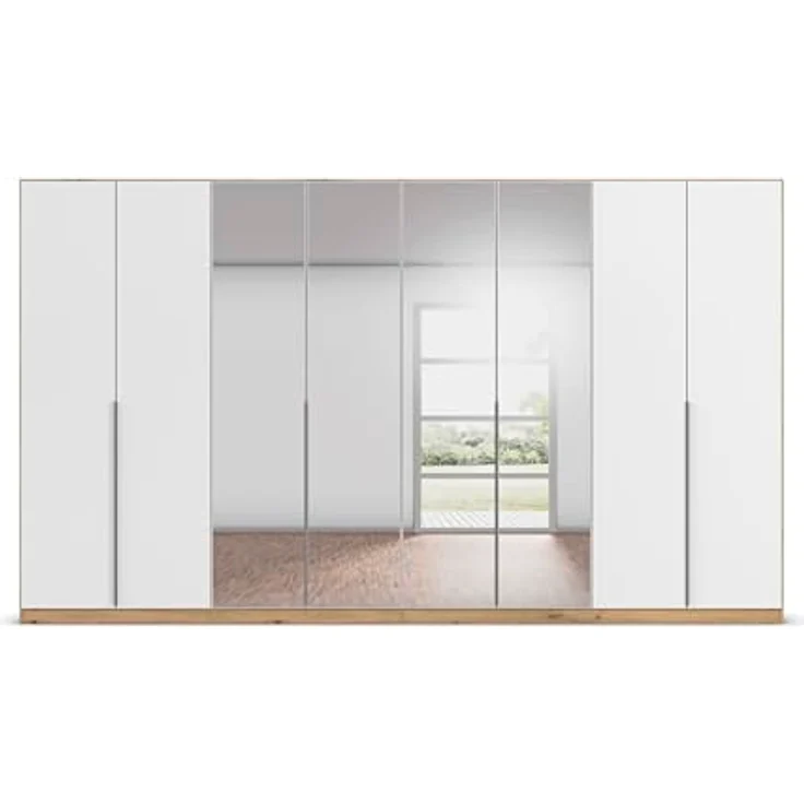 Rauch Möbel Alabama, Kleiderschrank für Schlafzimmer, Kinderzimmer, Wohnzimmer, Garderobe, Flur, 8-türig, Spiegel, mit Zubehör Classic, Farbe Weiß/Eiche Artisan, Holz, Breite 360 cm – Bild 8