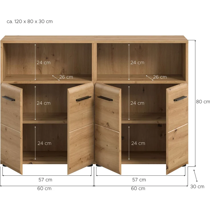 Badkombination (B/H/T: 120x80x30 cm) in Artisan Oak Nachbildung und Artisan Oak Nachbildung – Bild 4