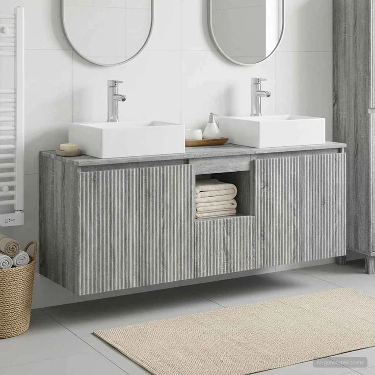vidaXL Badezimmerschrank-Set 3 stk. Grau Sonoma 129 x 41 x 79,5 cm 3405653 – Bild 1