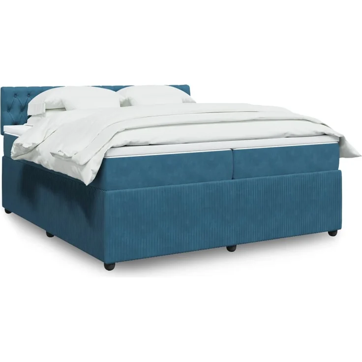 vidaXL Boxspringbett mit Matratze Blau 200x200 cm Samt 3287840 – Bild 1