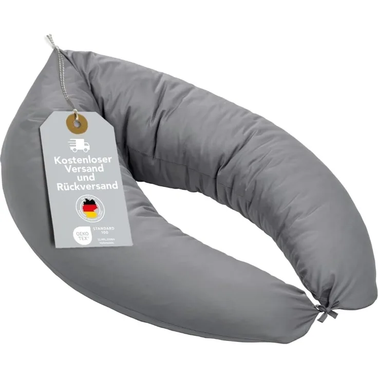 XDREAM Stillkissen Schwangerschaftskissen, Lagerungskissen, mit weichem Microfaserbezug, 1-tlg, XXL Stillkissen, Seitenschläferkissen mit Bändern zum Knoten, 190 cm