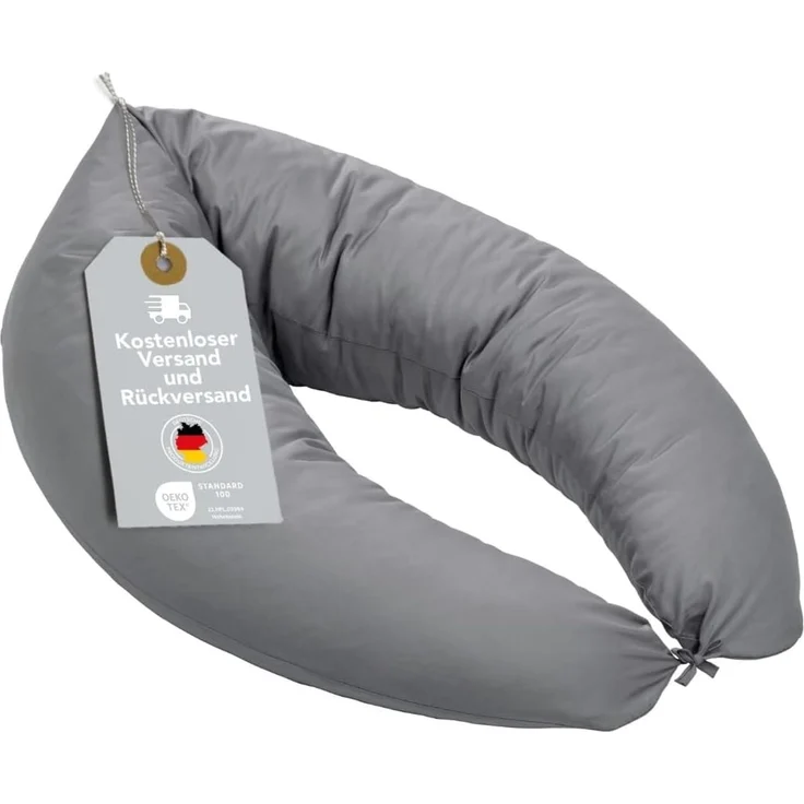 XDREAM Stillkissen Schwangerschaftskissen, Lagerungskissen, mit weichem Microfaserbezug, 1-tlg, XXL Stillkissen, Seitenschläferkissen mit Bändern zum Knoten, 190 cm – Bild 1