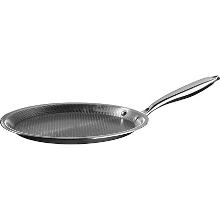 MÄSER Hestia, antihaft beschichtete Palatschinkenpfanne 28 cm, hochwertige Wabenbeschichtung, ideal für Pfannkuchen und Crepes, Mehrschichtmaterial für beste Wärmeverteilung, geeignet für Induktion, Edelstahl 18/10