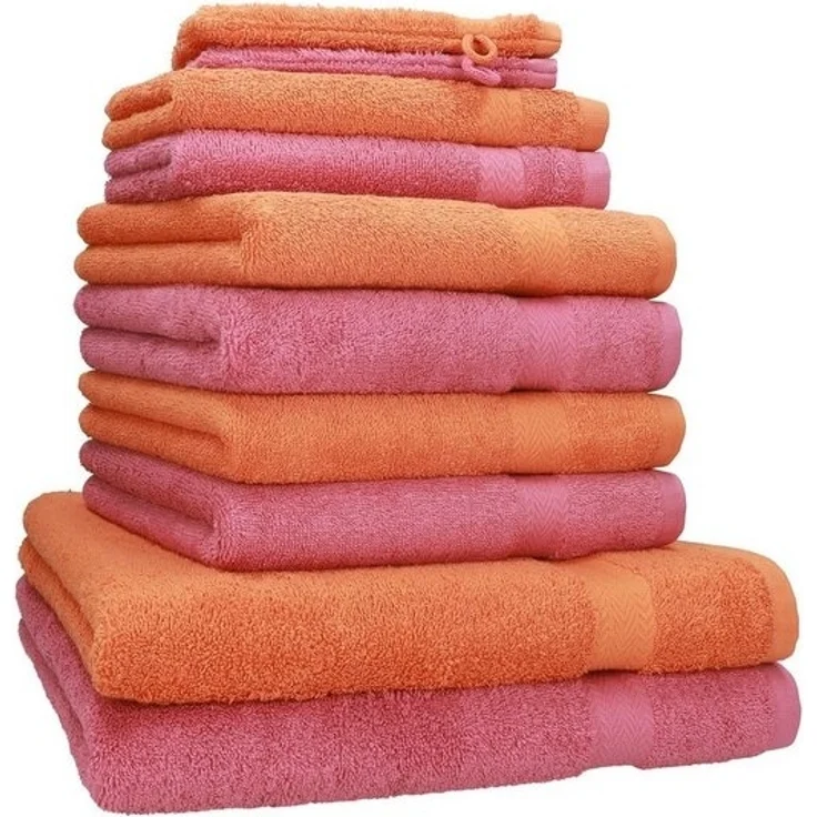 Betz Handtuch Set 10-TLG. Premium Farbe Orange & Altrosa, 100% Baumwolle (10-St) – Bild 4