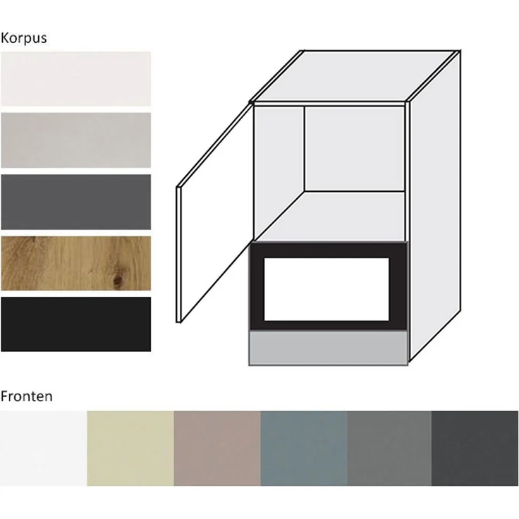 Mikrowellenumbauchrank Kvantum Küchenschrank mit Klappe 60cm Farbe matt weiß matt / weiß (Q-W2MK/60) – Bild 2