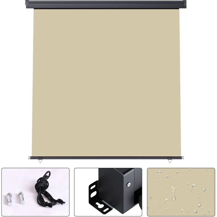 Senkrechtmarkise ausziehbar Seitenmarkise Windschutz 100x250cm Beige – Bild 3