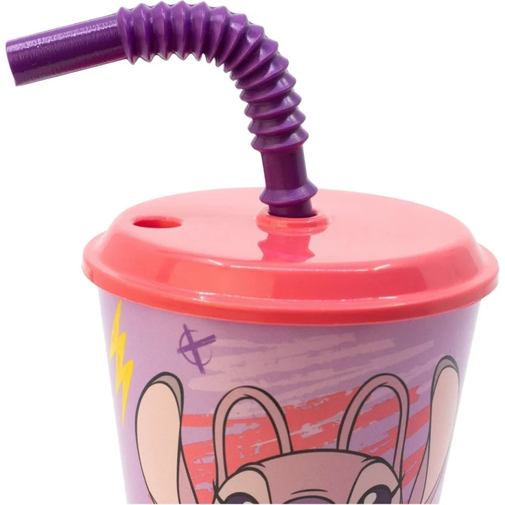 Disney Stitch Angel Kinderbecher 430 ml Tumbler mit Deckel und Strohhalm – Bild 4