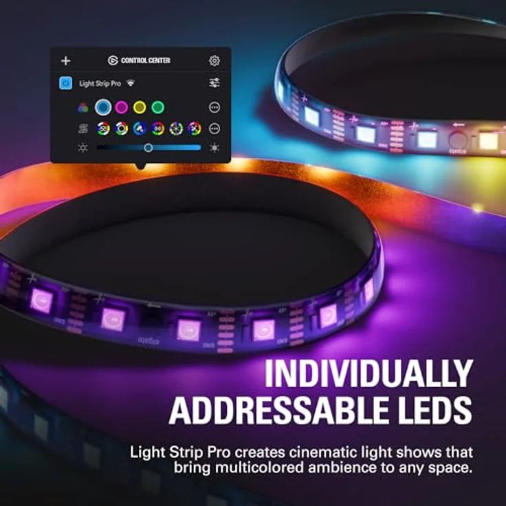 Elgato Light Strip Pro LED-Leuchten, individuell steuerbare RGB-LEDs, KI-Szenen, App-Steuerung auf Mac, PC, iPhone, Android, Stream Deck – Bild 3