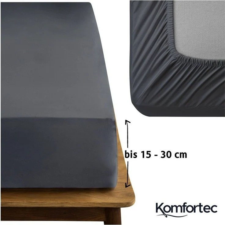 Komfortec Mikrofaser Spannbettlaken 90x200 cm – Weiches Spannbetttuch mit Rundumgummi – Fitted Sheet für Matratzen bis 30 cm – Anthrazit – Oeko-Tex – Pflegeleicht & Hautfreundlich – 90g/m² – Bild 3