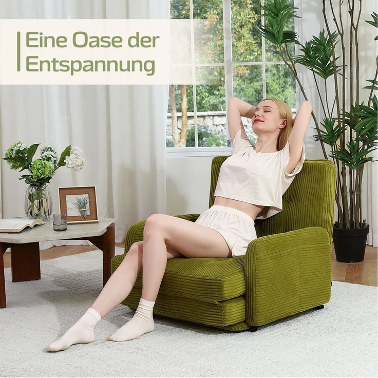 HomeMiYN Schlafsofa Schlafsessel 2-Sitzer mit Schlaffunktion, Klappsessel Bodensofa, Schlafsofa Loveseat, Bodensofa Klappsofa 2-Sitzer mit Schlaffunktion – Bild 3