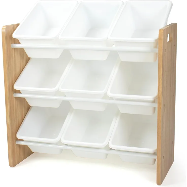 Humble Crew stilvolles Kinderregal aus Holz, Natur/Weiß! 9 Boxen für Spielzeug, ideal für Kinderzimmer. Ordnung mit Charme schaffen