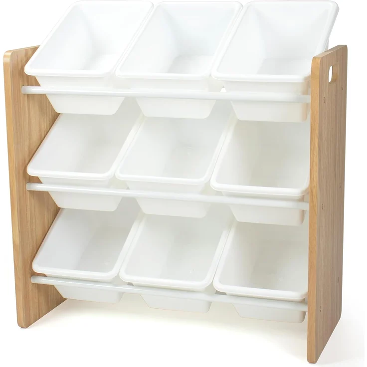 Humble Crew stilvolles Kinderregal aus Holz, Natur/Weiß! 9 Boxen für Spielzeug, ideal für Kinderzimmer. Ordnung mit Charme schaffen – Bild 1