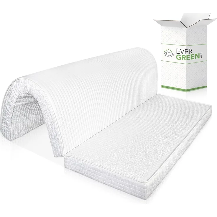 EVERGREENWEB Doppelmatratze für Schlafsofa,10 cm hoch, Faltbare Matratze mit gemütlichem Sitz, orthopädische Matratze aus Polyurethan, weiße hypoallergene Beschichtung, mit Befestigungsbänder 160x190 cm