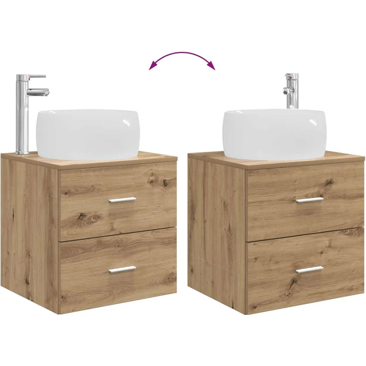 vidaXL Wandmontiertes Badezimmermöbel-Set 2 stk. Artisan-Eiche 3403927 – Bild 9