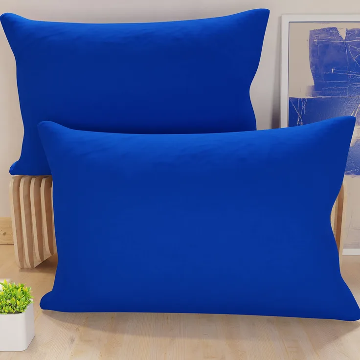 PETTI Artigiani Italiani – 2er-Set Kissenbezüge 70x40 cm aus Mikrofaser, Zierkissenbezüge für Schlafzimmer & Sofa, Uni Elektrisches Blau, 100 % Made in Italy