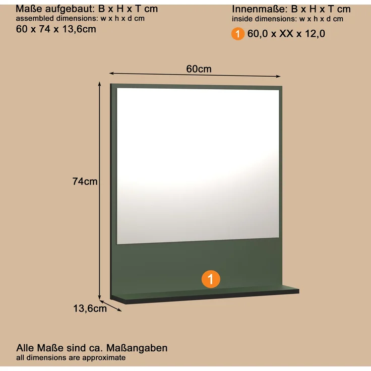 Badezimmer Spiegel Bliss in grün 60 cm – Bild 6