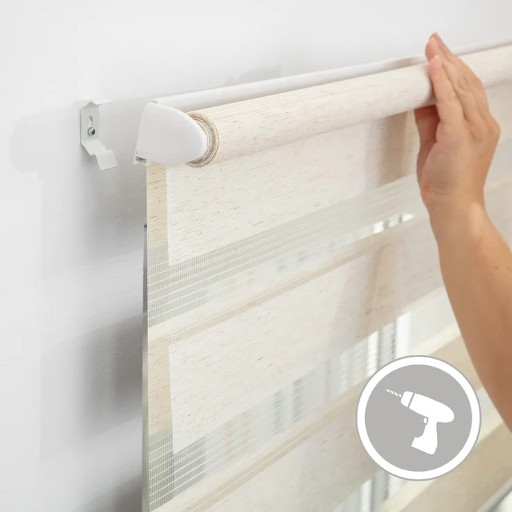 Lichtblick Sonnenschutzsysteme GmbH Doppelrollo Kopenhagen 70 cm x 220 cm (BxL) Natur modernes Duo Rollo; Klemm- und schraubbar; Lichtdurchlässig und blickdicht – Bild 6