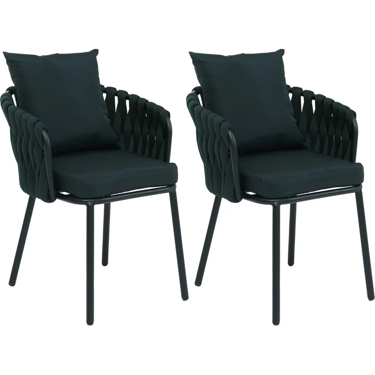2er-Set Aluminium-Esszimmerstuhl HWC-P89, Indoor Stuhl Armlehne, Stoff/Textil (180 g/m²) Seilgeflecht Rope ~ grün – Bild 9