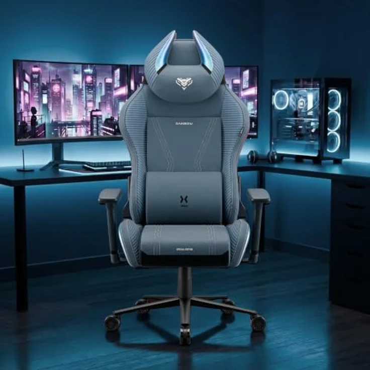 Diablo Ergonomischer Gaming Stuhl Stoff mit 3D Armlehnen und Lendenkissen – Bild 2