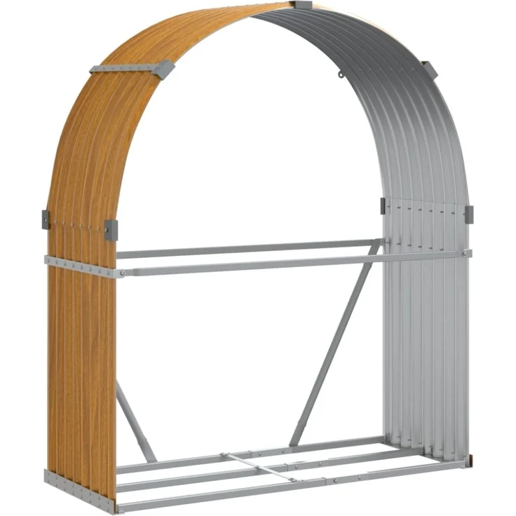 vidaXL Kaminholzunterstand Holzoptik 120x45x140 cm Verzinkter Stahl 364581 – Bild 3