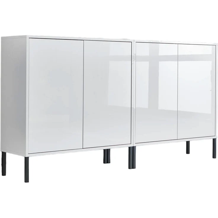 BMG Möbel Sideboard Mailand Set 2 (Kommode Anrichte Aktenschrank, mit hochwertigen Metallfüßen), Push-to-Open-Funktion – Bild 1