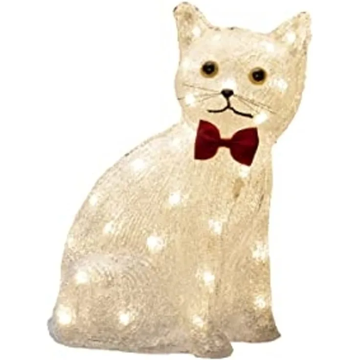 Konstsmide LED Acryl Katze, sitzend, 40 warm weiße Dioden, 24V, Außen (IP44), 3,6W, weißes Kabel - 6259-103