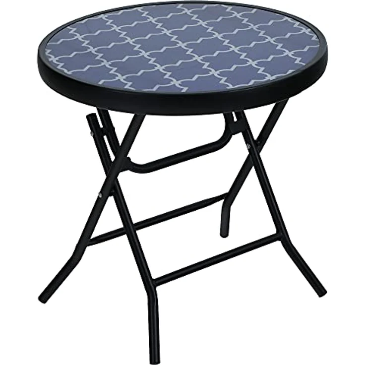 PHI VILLA Klappbar Runder Beistelltisch Glas aus Metall Gartentisch Kaffeetisch Klein Balkontisch wetterfest pflegeleicht für Balkon Garten Terrasse Wohnzimmer – Bild 9