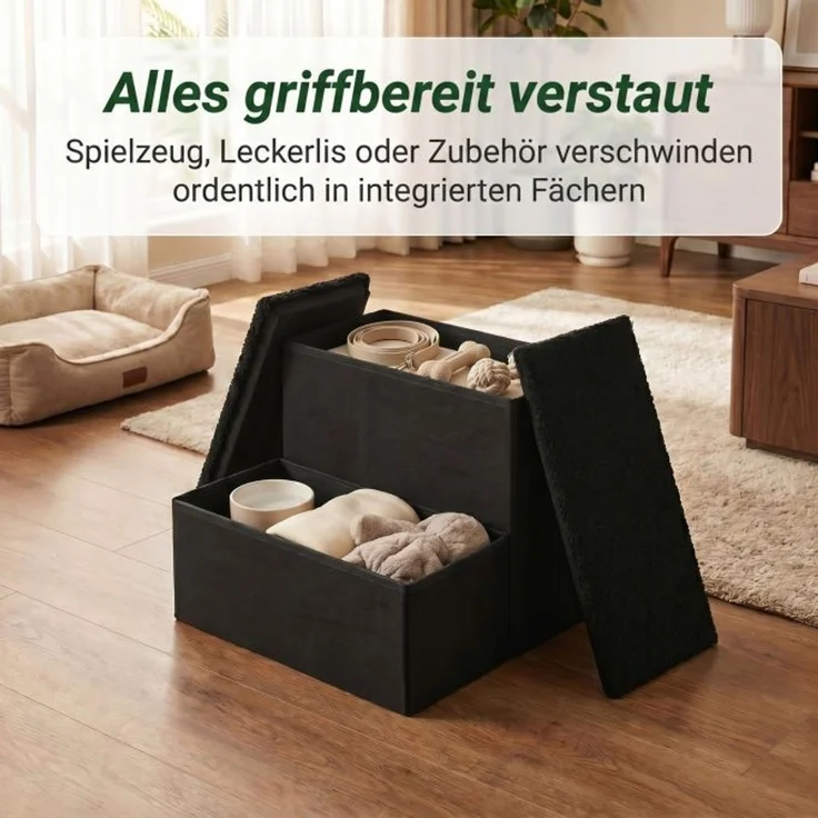 Relaxdays Faltbare Hundetreppe mit Stauraum – Bild 5