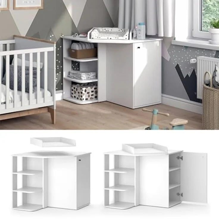 Wickelkommode Kristian Weiß 85 x 77.3 cm mit Tür und offenen Fächern Vicco – Bild 2