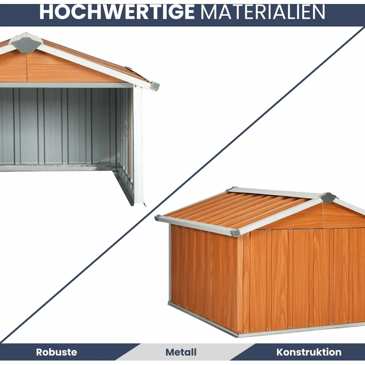 DELUKE® Mähroboter Garage aus Metall - 92x97x63cm | Dach Carport Überdachung für Rasenmäher Rasenroboter Automower Garten Mährobotergarage Regenschutz für Rasenmäher, Braun – Bild 4