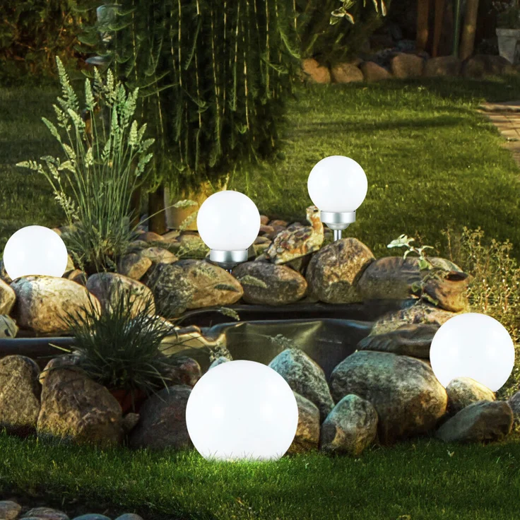 3x LED Solarleuchte, Kugel weiß, DM 15 cm, H42,5 cm – Bild 10
