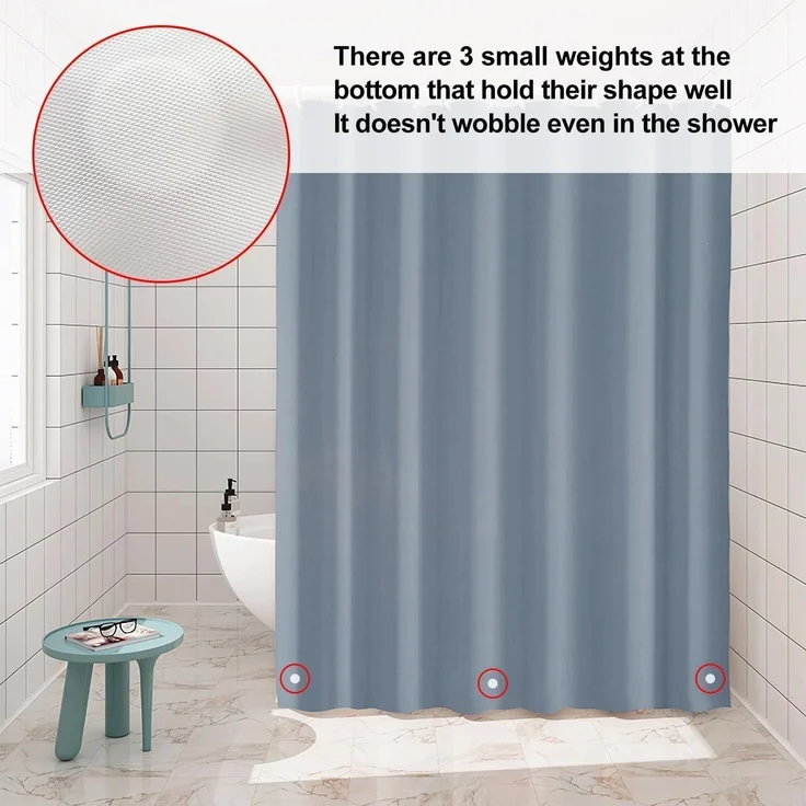 Duschvorhang Anti-schimmel Stoff Wasserdicht Waschbar Blau 180x180 cm – Bild 5