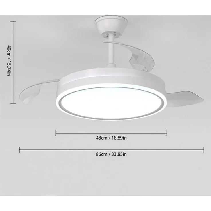DELIPOP – 36W LED – Deckenventilator mit Fernbedienung – versenkbare Flügel – 6 Geschwindigkeitsstufen, 3000 – 6500 K – für Wohnzimmer, Esszimmer – Weiß – 106x106x39cm – Bild 3