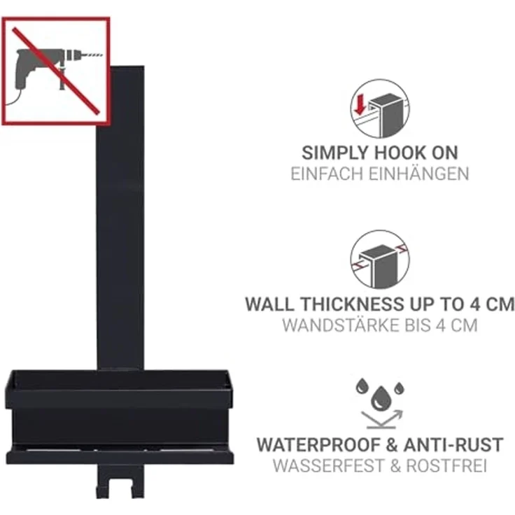 WENKO BRIBANO Duschablage, Schwarz, zum Einhängen – Bild 3