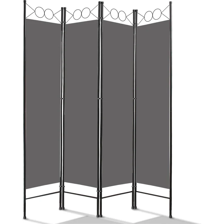Todeco Raumteiler für den Innenbereich, 4 Paneele, Raumteiler, faltbar, Sichtschutz für Schlafzimmer, Haus, Balkon, 160 x 180 cm, Grau – Bild 1