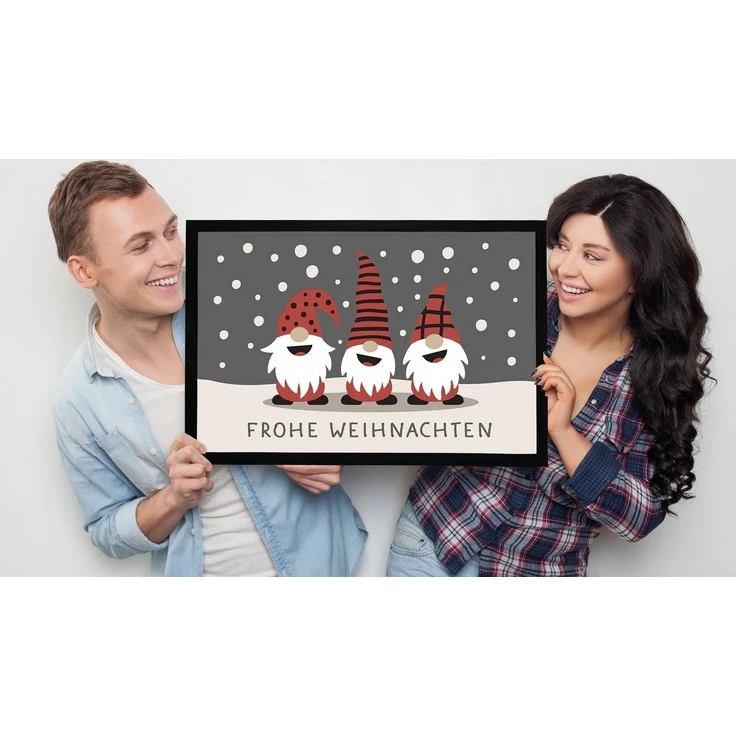 MoonWorks Fußmatte Fußmatte Frohe Weihnachten Wichtel Wintermotiv Schneeflocken Gnomes, rechteckig – Bild 3