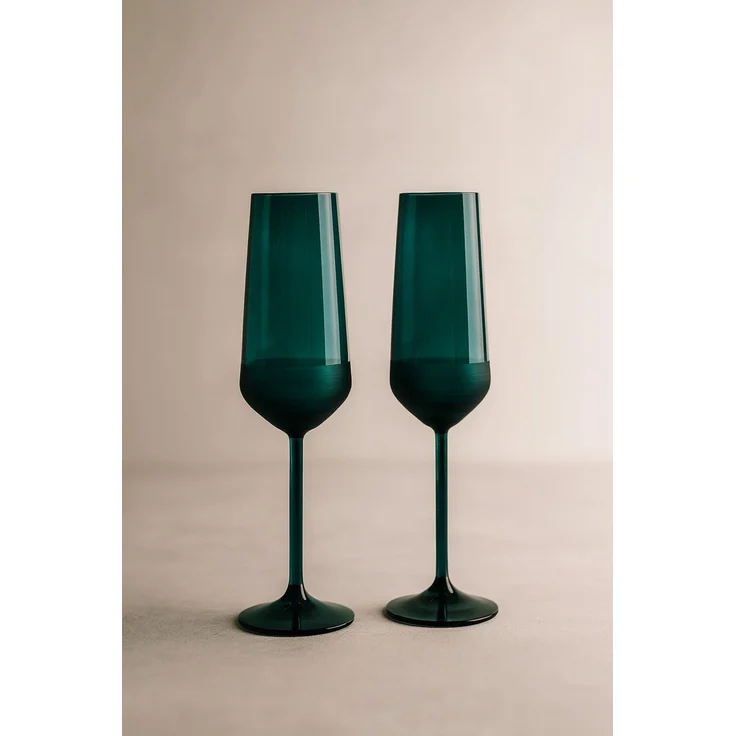 Hermia Concept 'TYRAKLE574' Sektgläser-Set (2-teilig), Grün, 7 x 7 x 22,6 cm, 195 ml – Bild 3