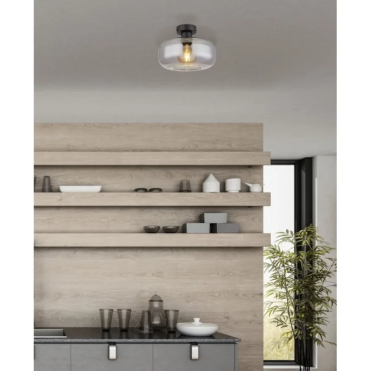 GLOBO LIGHTING Deckenleuchte GIUSEPPE, ohne Leuchtmittel, Deckenlampe/Metall/Glas rauchfarben/Wohnzimmer/Flur