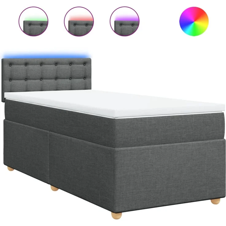 vidaXL Boxspringbett mit Matratze Dunkelgrau 90x200 cm Stoff 3288878 – Bild 2