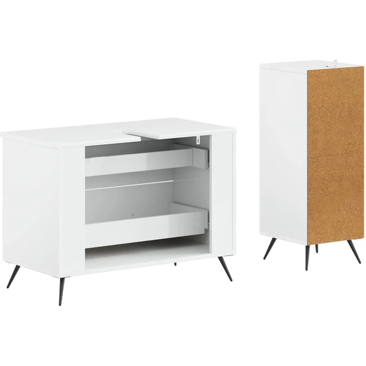 vidaXL 2-teiliges Badezimmer Schrank Set BREDA Hochglanz Weiß 3417724 – Bild 4