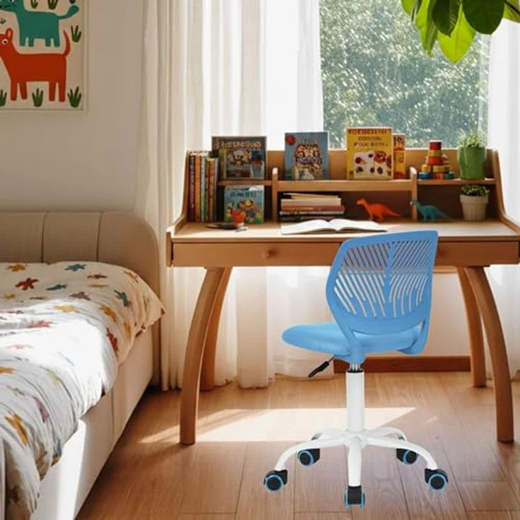 FurnitureR Kinderstuhl höhenverstellbar für Schreibtisch, ergonomischer bunter Jugendstuhl mit Rückenlehne & Armlehnen, Drehstuhl mit 5 Rollen, für Kinder 3–10 Jahre, bis 100 kg belastbar – Bild 2