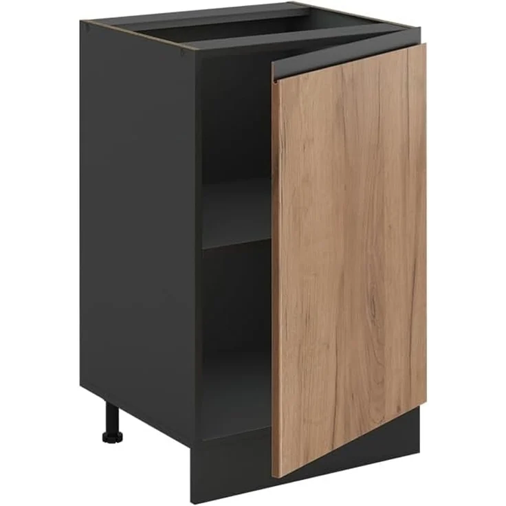 Vicco Küchenunterschrank R-Line, Goldkraft Eiche/Anthrazit 50 cm | 1 Tür · Ohne Arbeitsplatte · Höhenverst. Füße · 1 Einlegeboden · ✓ Frei kombinierbar – Bild 3