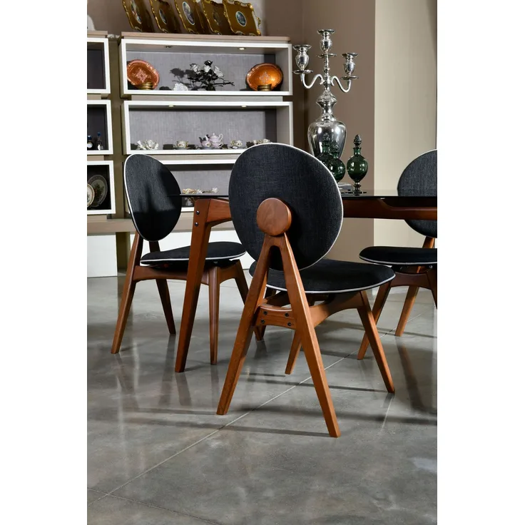 Skye Decor 'Touch v2 - Anthracite' Stuhlset (2-teilig), Walnuss / Anthrazit, 54 x 93 x 55 cm