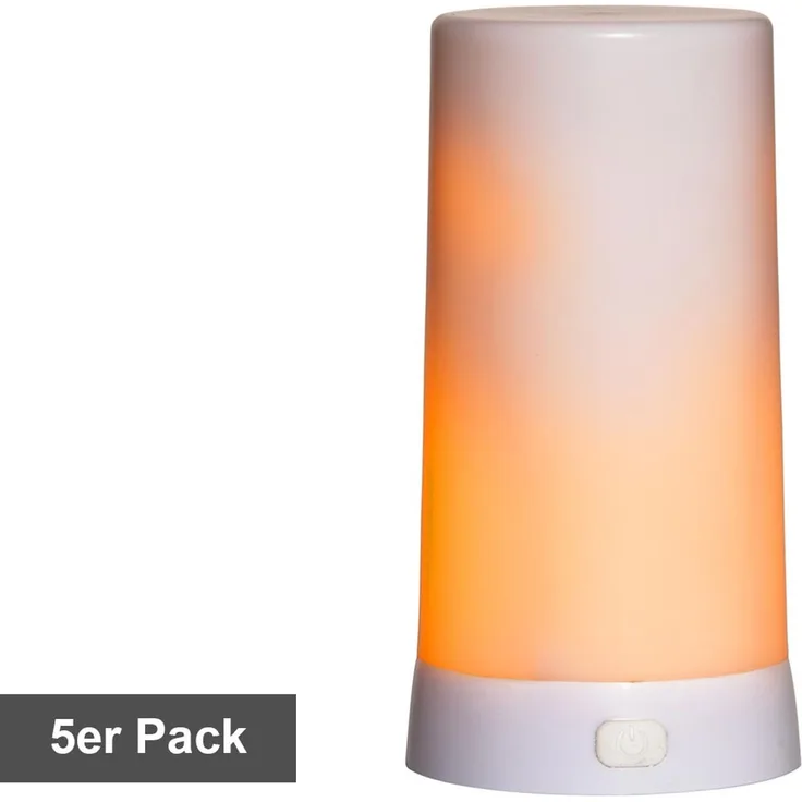LED Tischkerze ,Diner , Erweiterungsset ohne Micro-USB Ladekabel, 5 Stück, weiß