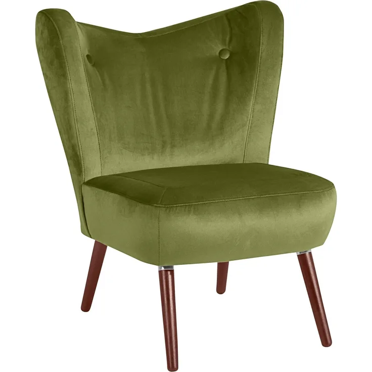 Sessel Kathy Bezug Samtvelours Buche nussbaum dunkel / oliv 22625