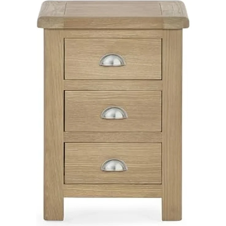 Julian Bowen Nachttisch „Memphis“, gekalkte Eiche, 3 Schubladen – Bild 3