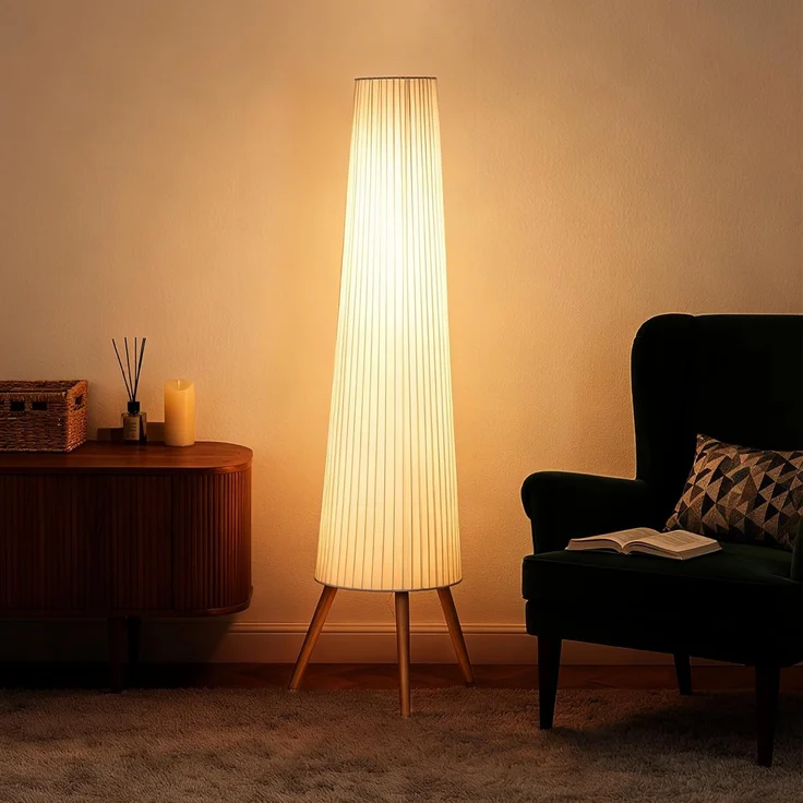 HOMCOM Stehlampe Dimmbar Stehleuchte mit Dreibein, Fußschalter, Dimmfunktion, LED fest integriert, Warmweiß, für Wohnzimmer Schlafzimmer, Weiß – Bild 8